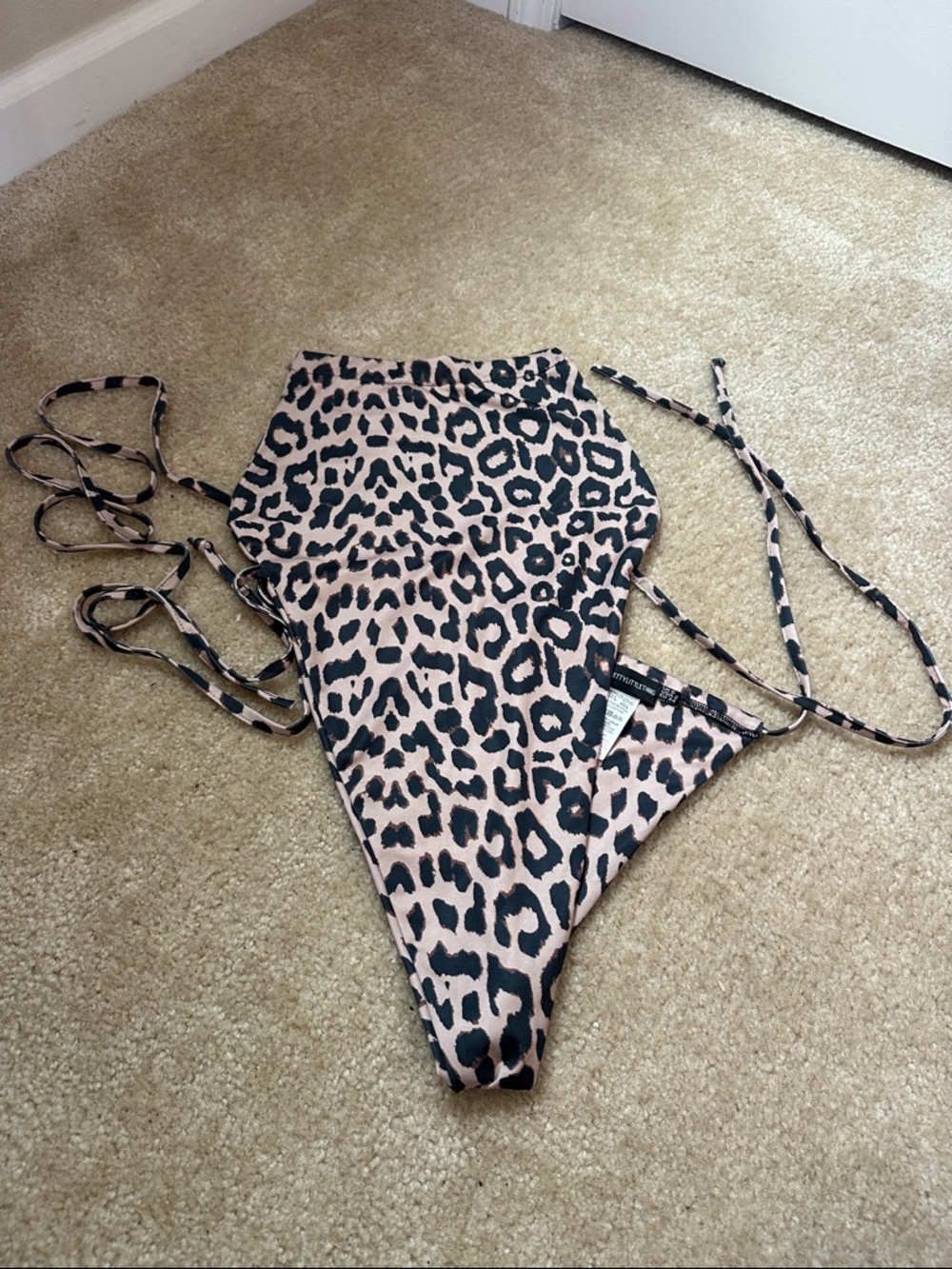 PrettyLittleThing Pink and Black Leopard One-Piece Swimsuit